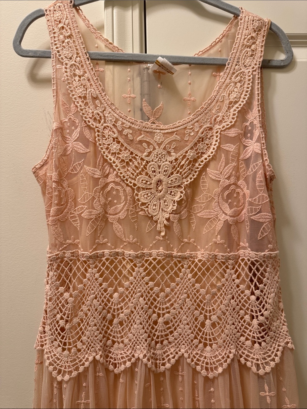 Sundance Blush Peach Lace Midi Dress - Picture 2 of 7